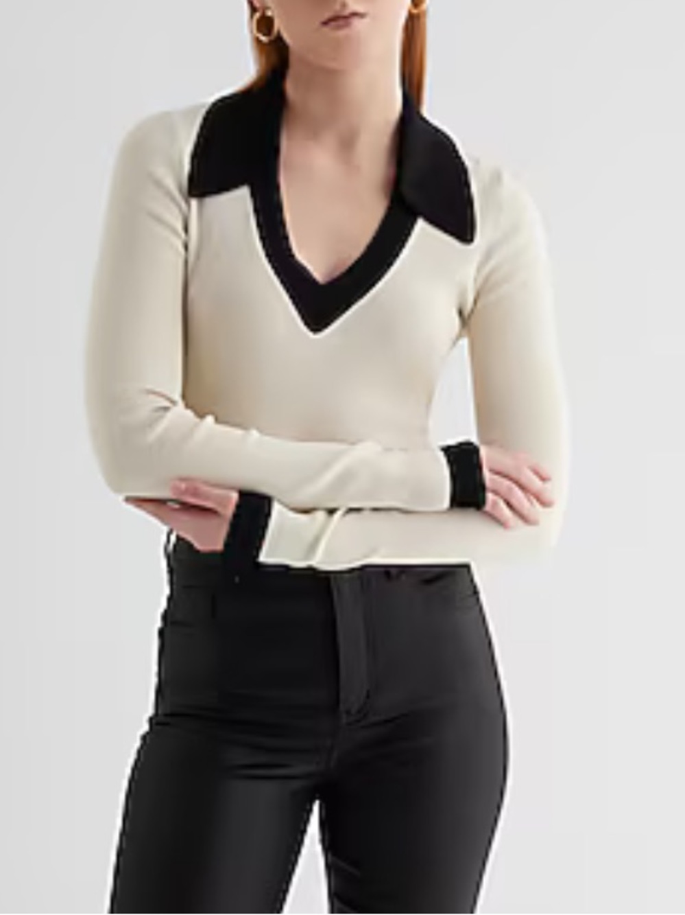NWT Express silky soft fitted tipped v neck sweater
